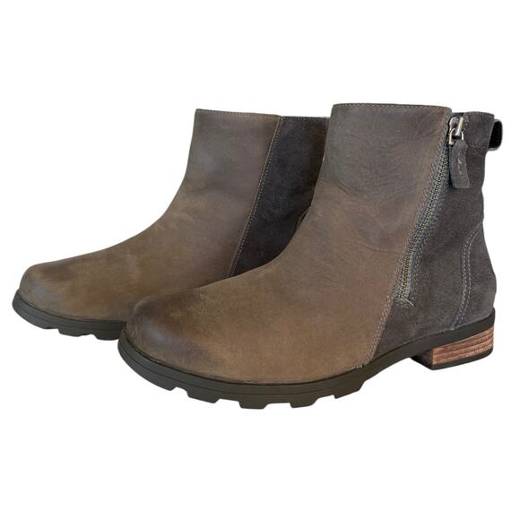 Sorel Emelia Zip Bootie Brown Women’s 10.5 Waterproof Suede Ankle NL3312-052 - Picture 5 of 9